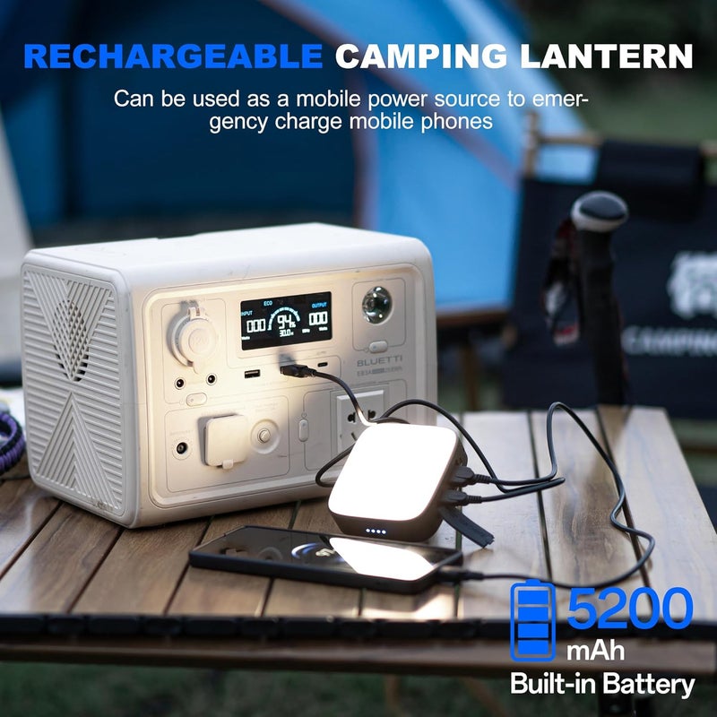 WUBEN فانوس تخييم LED قابل لإعادة الشحن WUBEN F5 – 500 لومن، بطارية 5200 مللي أمبير، 3 درجات حرارة للألوان، ضوء مغناطيسي ومعلق، مقاوم للماء IP64 للتخييم، الطوارئ، المنزل والسيارة (رمادي) - Image 3